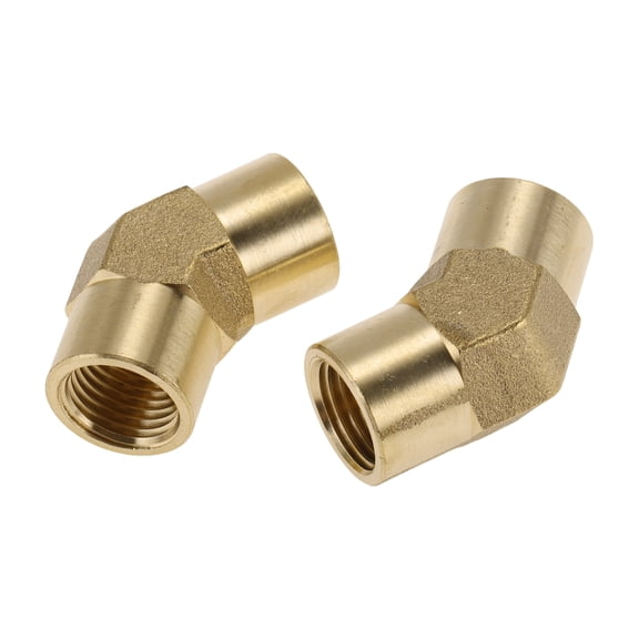 Unique Bargains Brass Pipe Fittings 1/4"Female Double Internal Thread 45 Degree Elbow 1.44" 2 Pcs