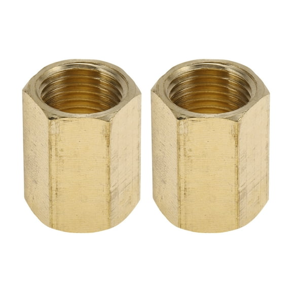 Unique Bargains Brass Pipe Fittings 1/4"Female Double Internal Thread Connector 55/64" 2 Pcs