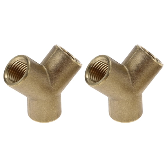 Unique Bargains Brass Pipe Fittings 1/4"Female Y-Shaped Tee Female Thread Connector 1.42" 2 Pcs