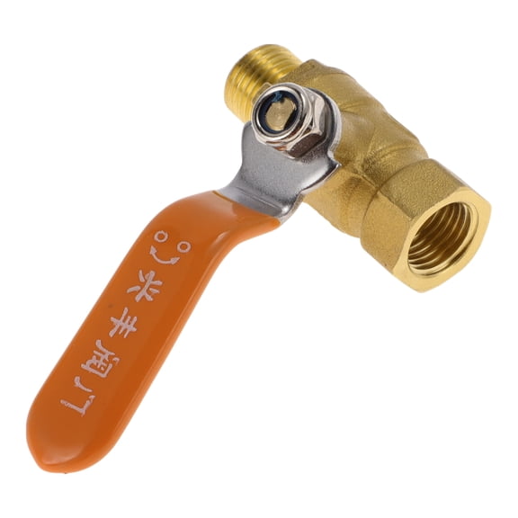 Unique Bargains Brass Pipe Fittings 1/4"Female x 1/4"Male Internal And External Thread Long Handle Ball Valve 1.77" 1 Pc