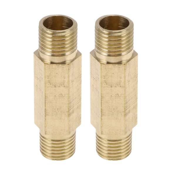Unique Bargains Brass Pipe Fittings 1/4"Male Double Outer Thread Connector 1.97" 2 Pcs