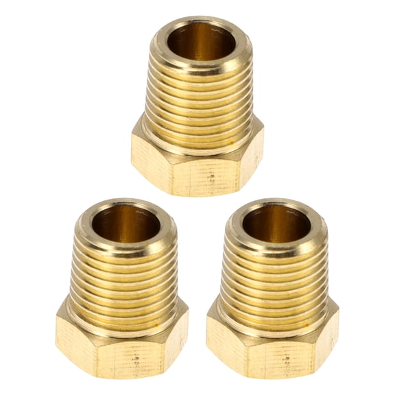 Unique Bargains Brass Pipe Fittings 1/4"NPT Hex Head Plug 3 Pcs