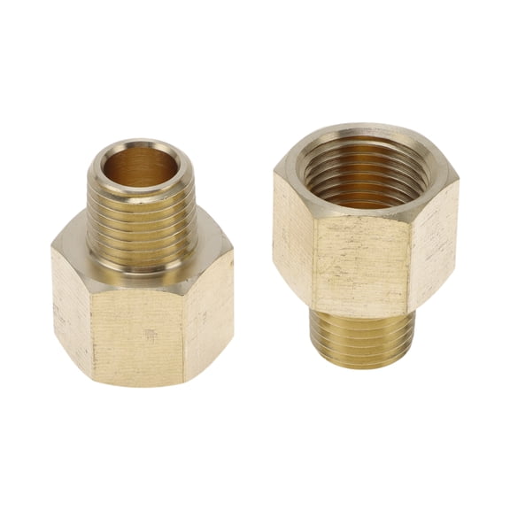 Unique Bargains Brass Pipe Fittings 1/4" NPT Male x 3/8" NPT Female Male and female thread straight connector 2 Pcs