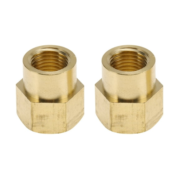 Unique Bargains Brass Pipe Fittings 1/4"x3/8"Female Double Internal Thread Connector 55/64" 2 Pcs