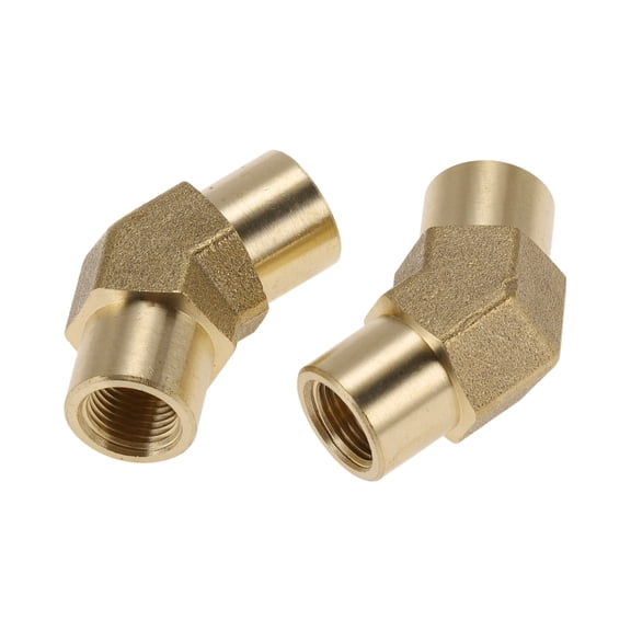 Unique Bargains Brass Pipe Fittings 1/8"Female Double Internal Thread 45 Degree Elbow 1.42" 2 Pcs