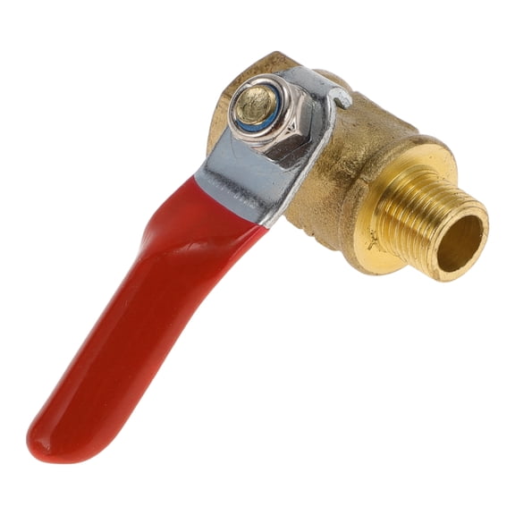 Unique Bargains Brass Pipe Fittings 1/8"Male x 1/8"Female Internal And External Small Red Handle Ball Valve 1.21" 1 Pc