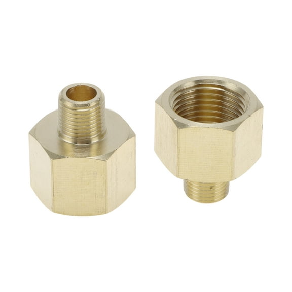Unique Bargains Brass Pipe Fittings 1/8" NPT Male x 3/8" NPT Female Male and female thread straight connector 2 Pcs