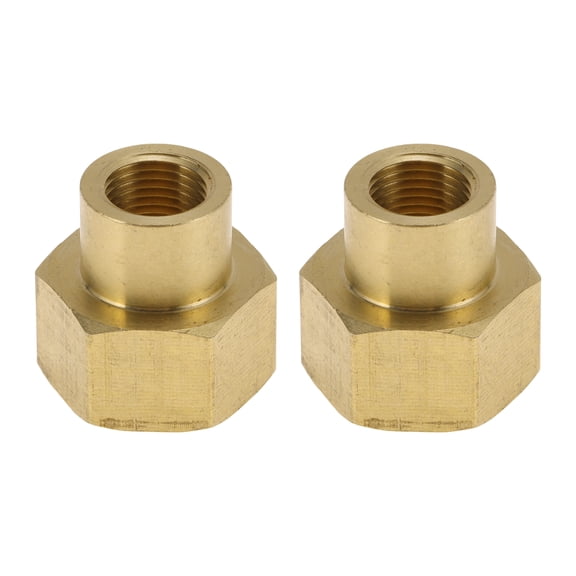 Unique Bargains Brass Pipe Fittings 1/8"x3/8"Female Double Internal Thread Connector 25/32" 2 Pcs