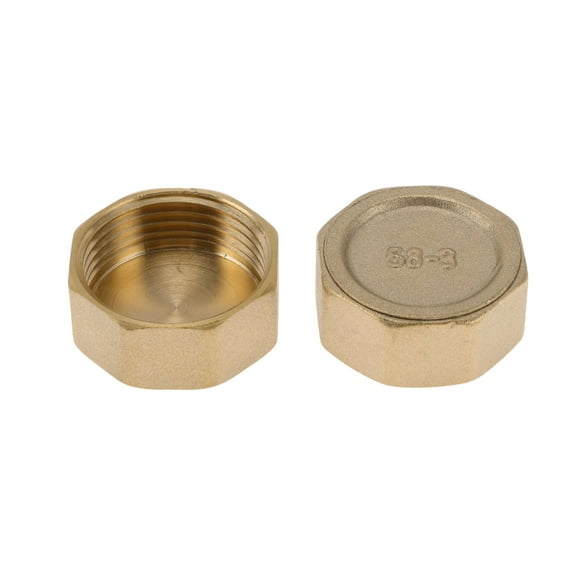 Unique Bargains Brass Pipe Fittings 1" FeMale Internal thread plug cap 1.4" 2 Pcs