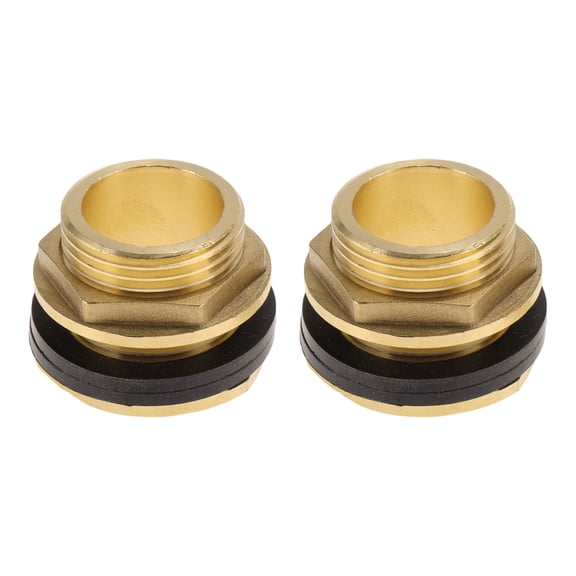 Unique Bargains Brass Pipe Fittings 1"Male Single External Thread Adapter with Gasket 1.26" 2 Pcs