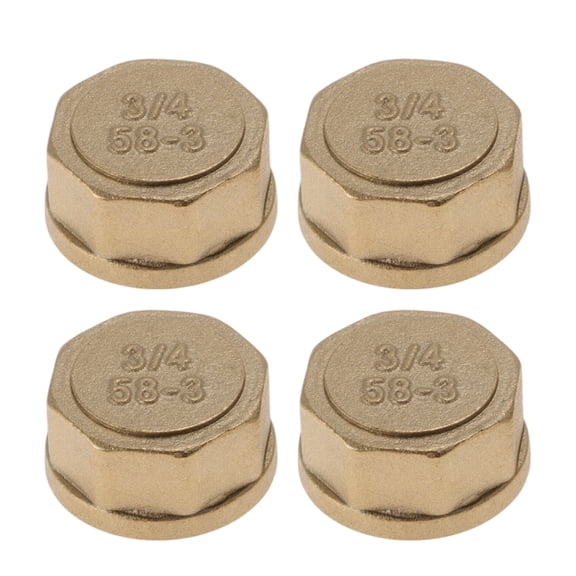 Unique Bargains Brass Pipe Fittings 3/4" Female Internal Thread Plug (Octagonal Thickened) 0.57" 4 Pcs