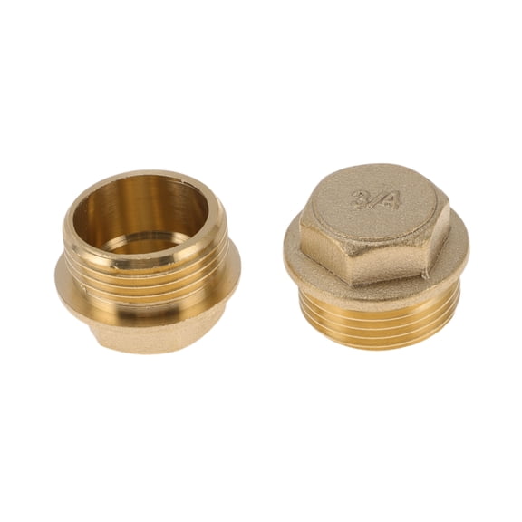 Unique Bargains Brass Pipe Fittings 3/4" Male Thickened external thread plug (concave) 0.91" 2 Pcs