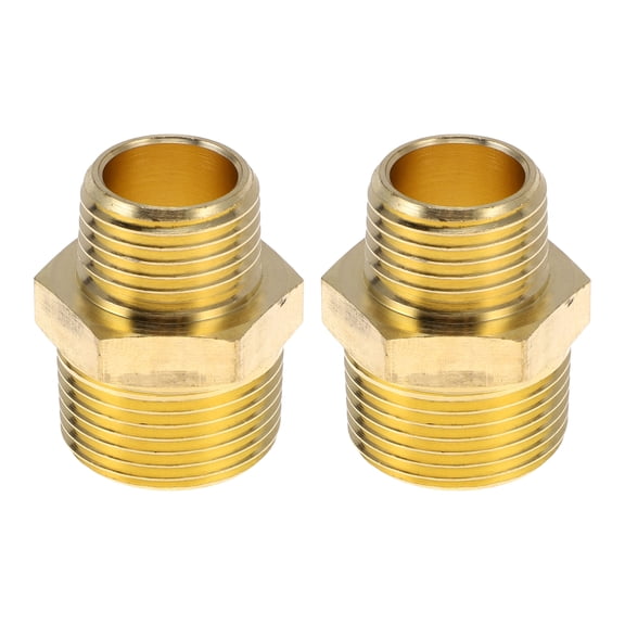 Unique Bargains Brass Pipe Fittings 3/4" x 1/2"NPT Reducing Hex Nipple 2 Pcs