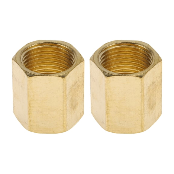 Unique Bargains Brass Pipe Fittings 3/8"Female Double Internal Thread Connector 55/64" 2 Pcs