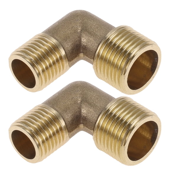 Unique Bargains Brass Pipe Fittings 3/8"Male x 1/4"Male Double Male Threaded Elbow 1.18" 2 Pcs