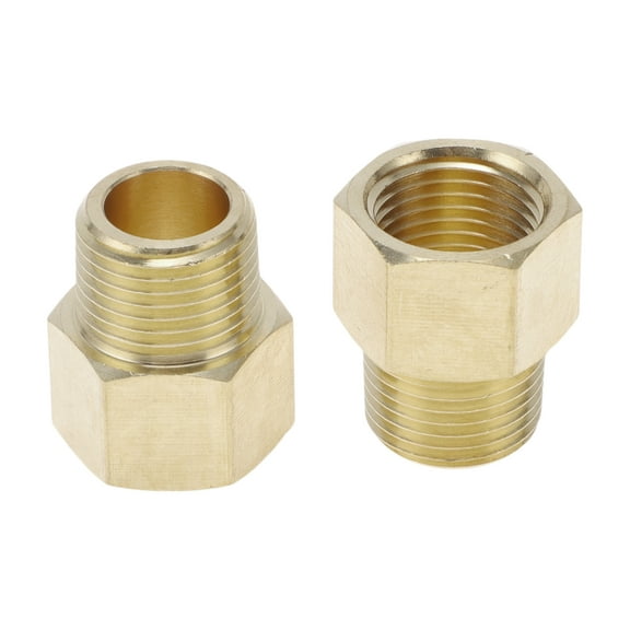 Unique Bargains Brass Pipe Fittings 3/8" NPT Male x 3/8" NPT Female Male and female thread straight connector 2 Pcs