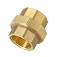thumbnail image 1 of Unique Bargains Brass Pipe Union Connector Couplings 1PT Fitting ,With Female Threaded Connects Two Pipes, 1 of 3