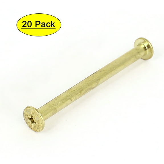 Unique Bargains Brass Plated 5x60mm Binding Chicago Screw Post 20pcs for Leather Scrapbook