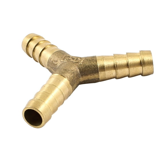 Unique Bargains Brass Tone Y Shaped 8mm Hose Barb 3 Way Quick Adapter Nipple