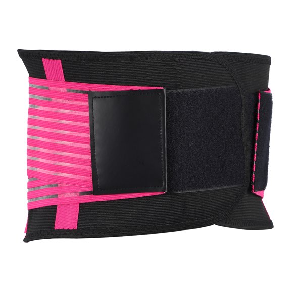 Unique Bargains Breathable Back Brace Lumbar Support Mesh Design Adjustable Straps Lower Back Brace Rose Red Size L