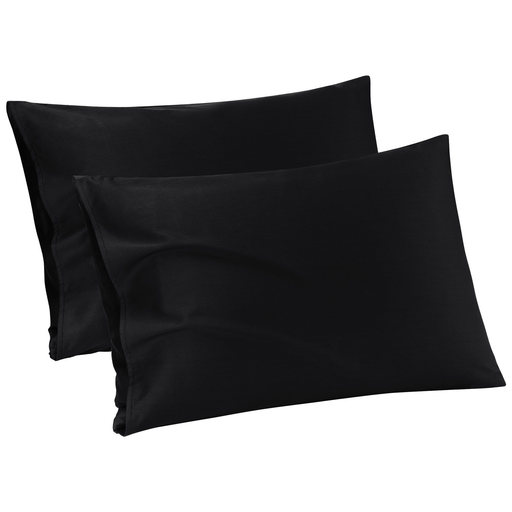 Unique Bargains Breathable Cotton Envelope Closure Pillowcases 2 Pcs Black Standard