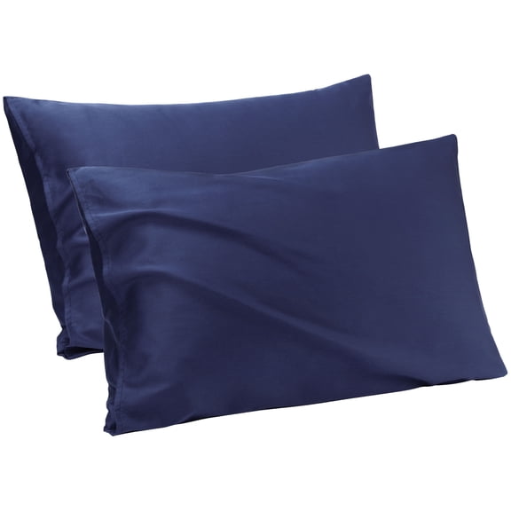 Unique Bargains Breathable Cotton Envelope Closure Pillowcases 2 Pcs Navy Blue Queen