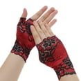 thumbnail image 1 of Unique Bargains Breathable Flower Manicure Gloves 1 Pair Wine Red, 1 of 6