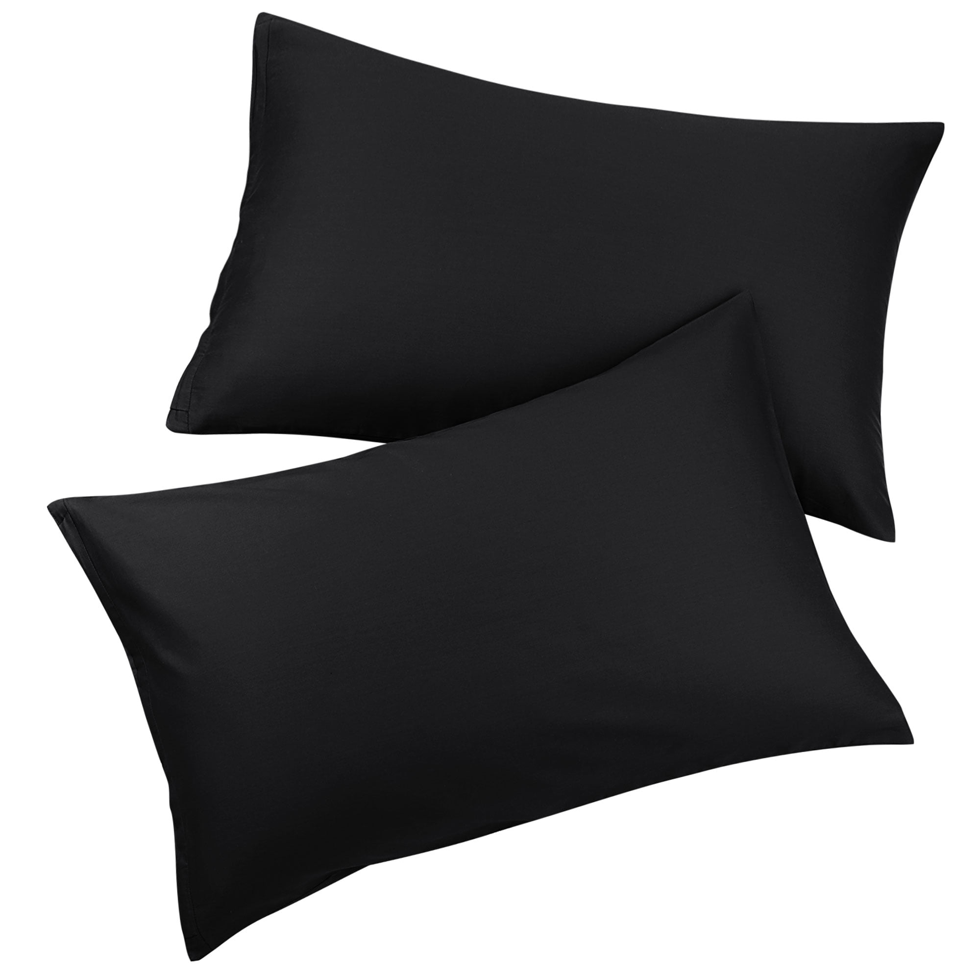 Unique Bargains Breathable Zipper Closure Cotton Pillowcases 2 Pcs Black Queen
