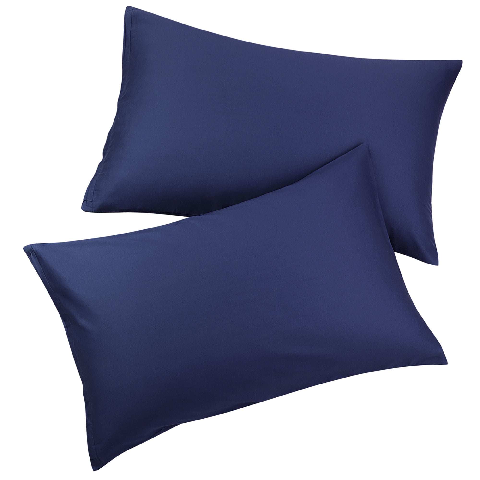 Unique Bargains Breathable Zipper Closure Cotton Pillowcases 2 Pcs Navy Blue Queen