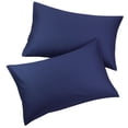 thumbnail image 1 of Unique Bargains Breathable Zipper Closure Cotton Pillowcases 2 Pcs Navy Blue Queen, 1 of 8