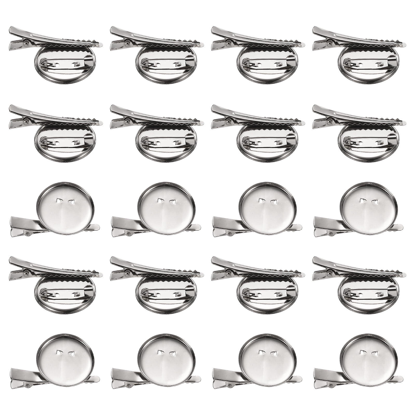 Unique Bargains Brooch Blank Round Trays with Alligator Clip Jewelry Crafts 1.2"