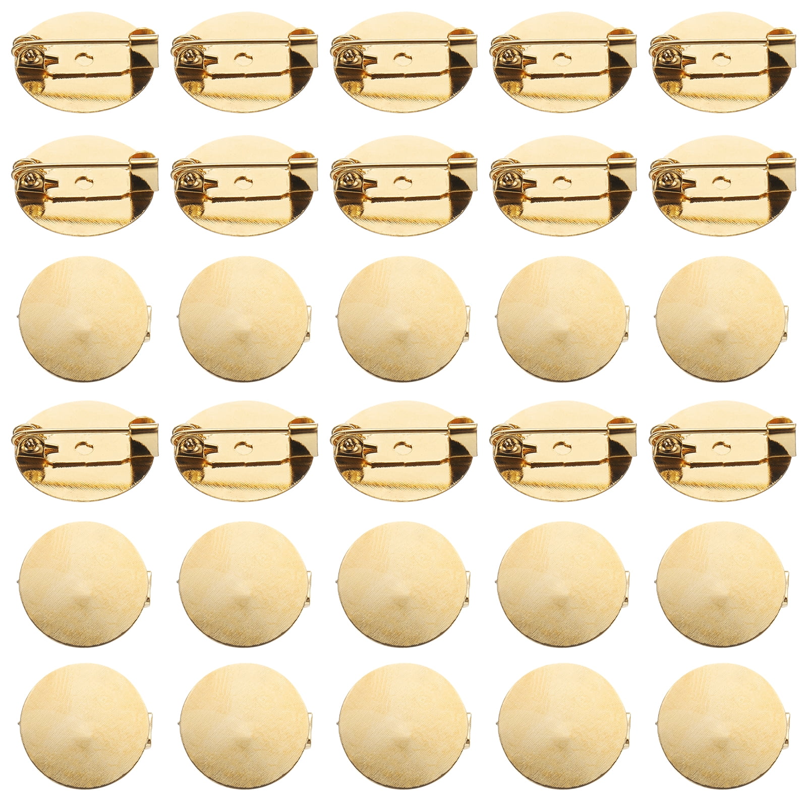Unique Bargains Brooch Blank Round Trays with Pin Jewelry Making Crafts Gold 0.6"