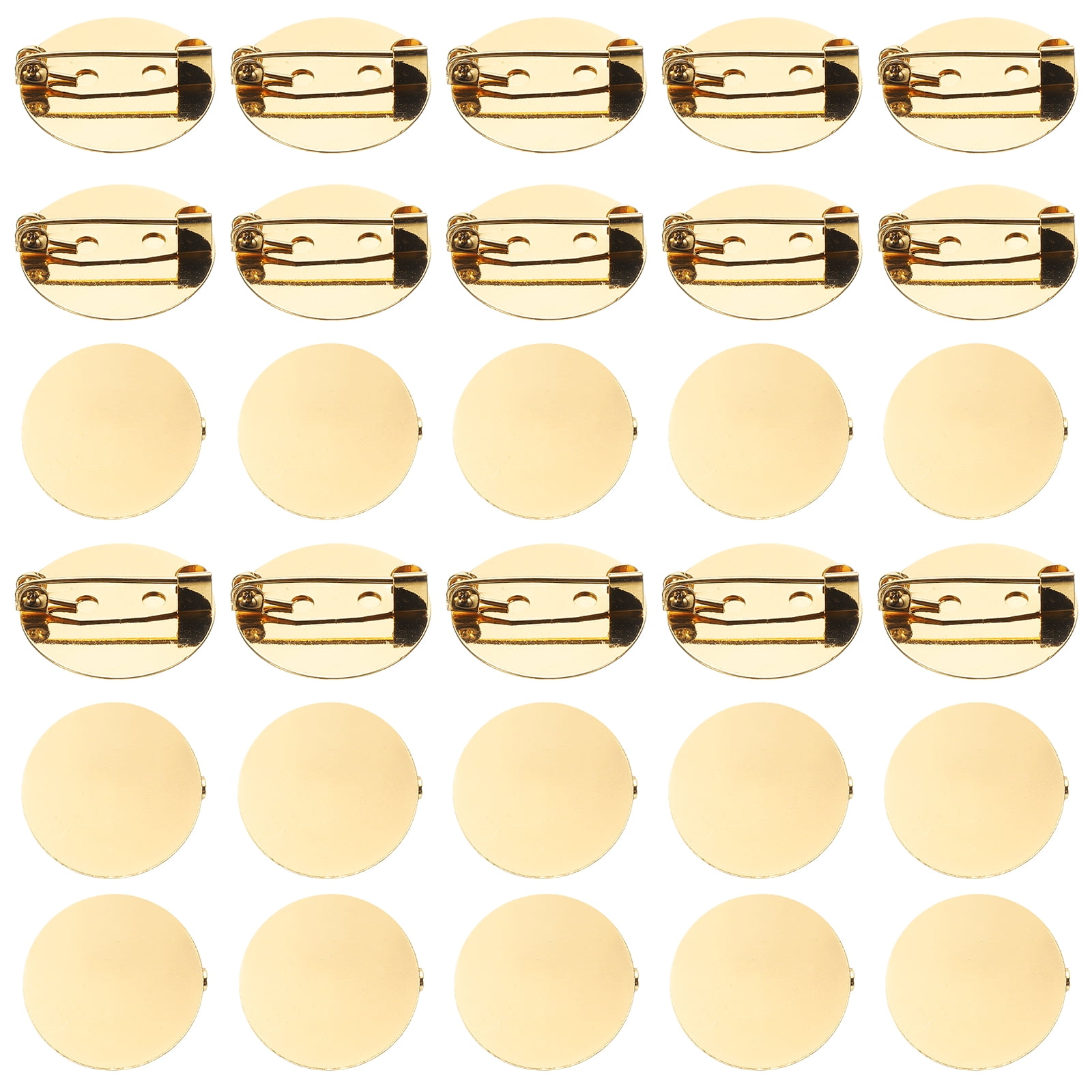 Unique Bargains Brooch Blank Round Trays with Pin Jewelry Making Crafts Gold 0.8"