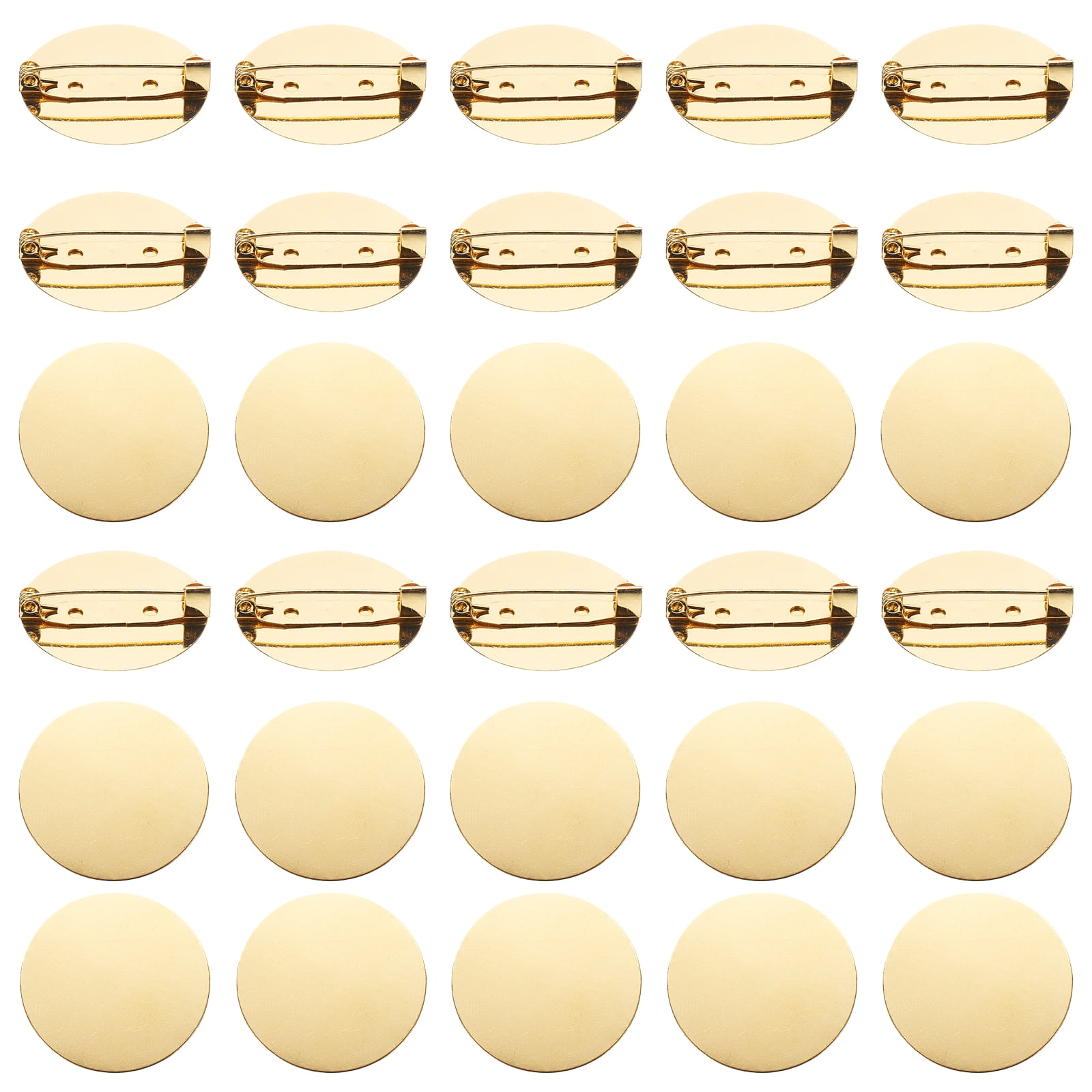 Unique Bargains Brooch Blank Round Trays with Pin Jewelry Making Crafts Gold 1.2"