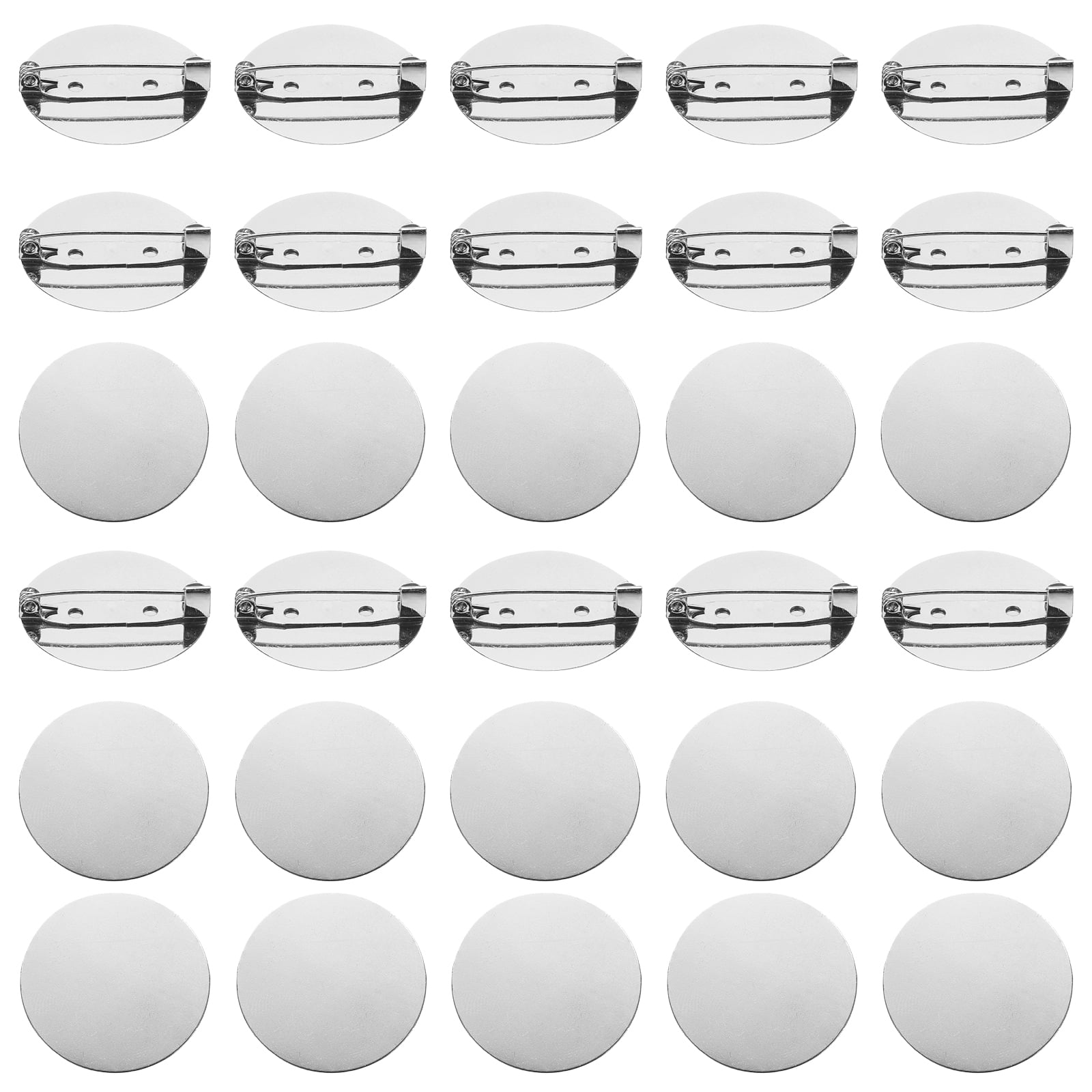 Unique Bargains Brooch Blank Round Trays with Pin Jewelry Making Crafts Silver 1.2"