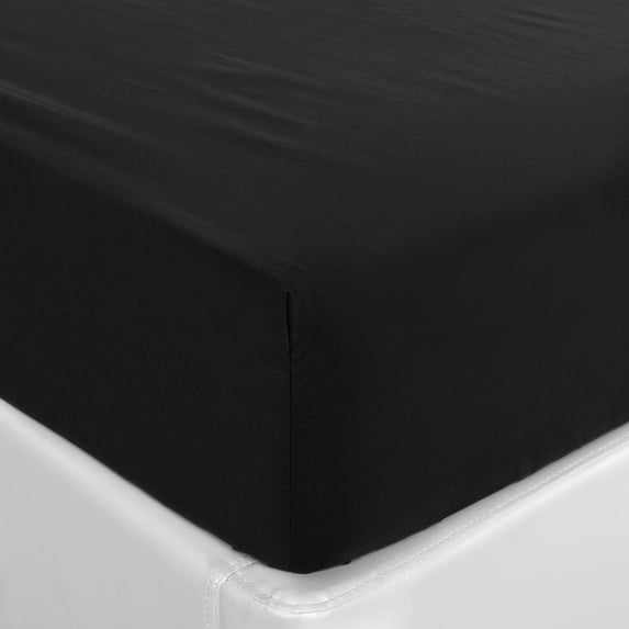 Unique Bargains Brushed Microfiber Fitted Sheet Bed Cover Black Queen