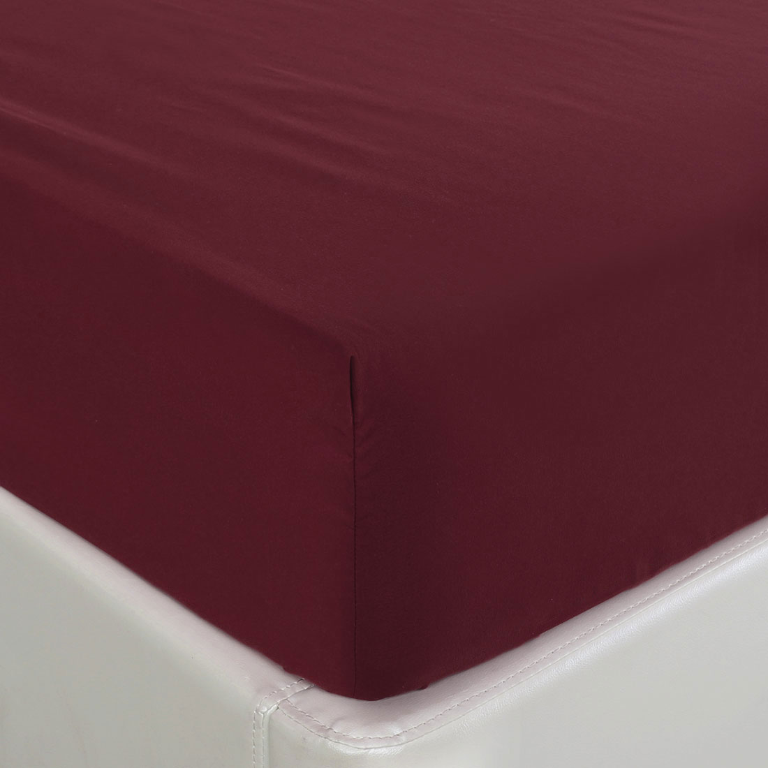 Unique Bargains Brushed Microfiber Fitted Sheet Bed Cover Burgundy Full