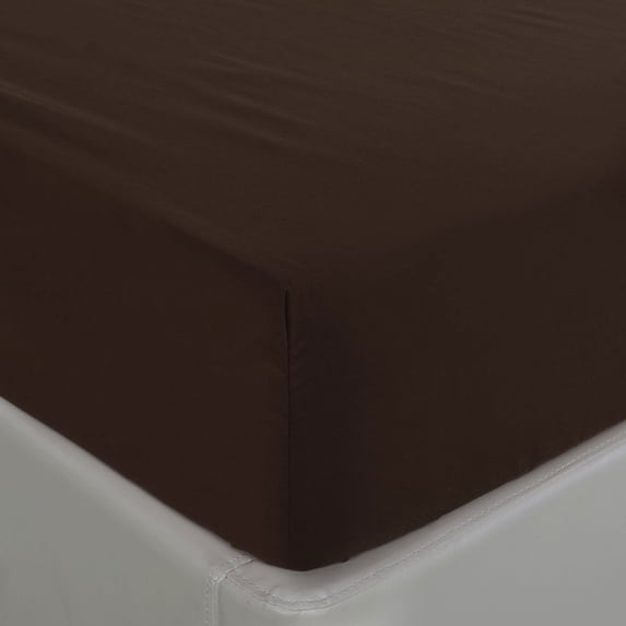 Unique Bargains Brushed Microfiber Fitted Sheet Bed Cover Dark Brown Twin