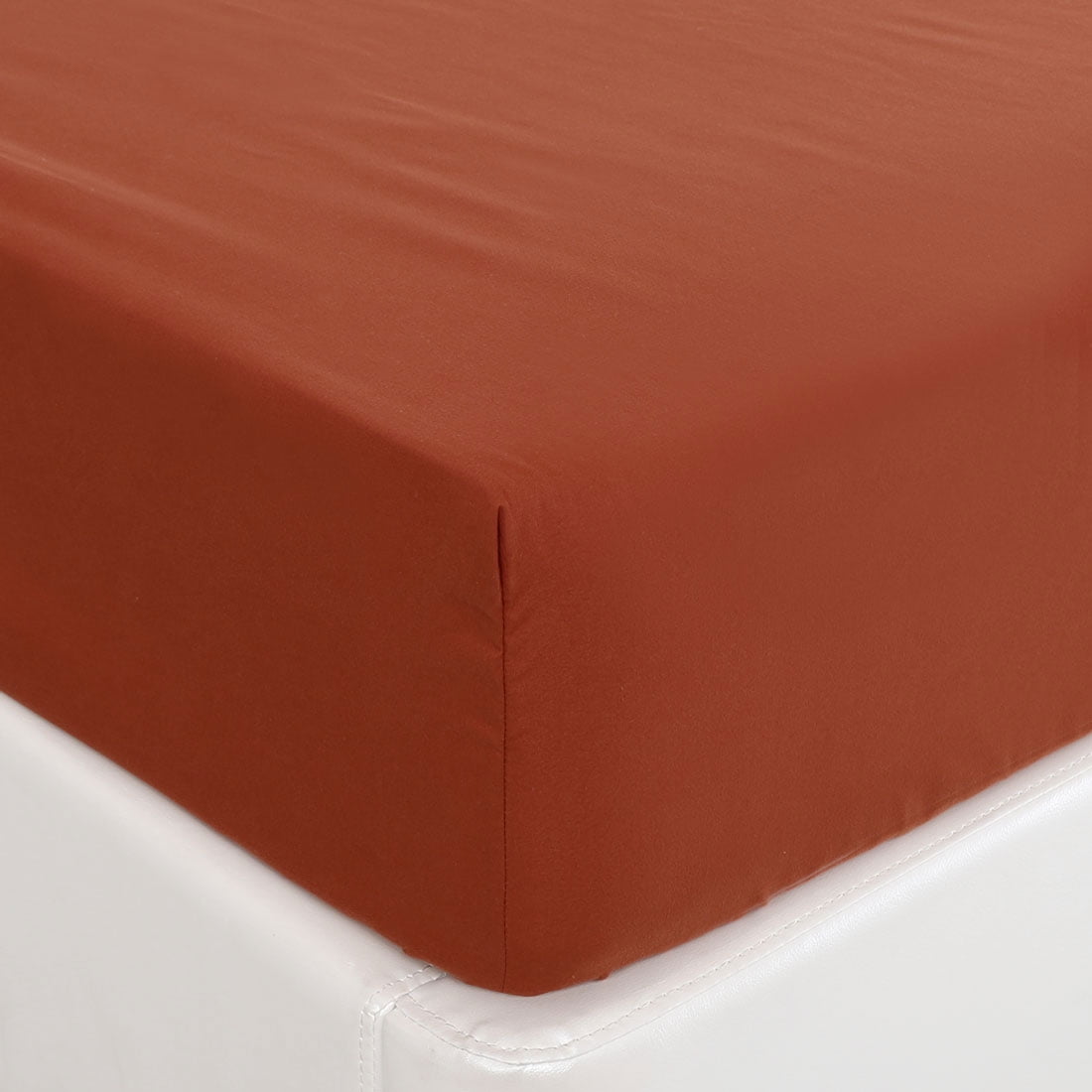 Unique Bargains Brushed Microfiber Fitted Sheet Bed Cover Orangered Queen