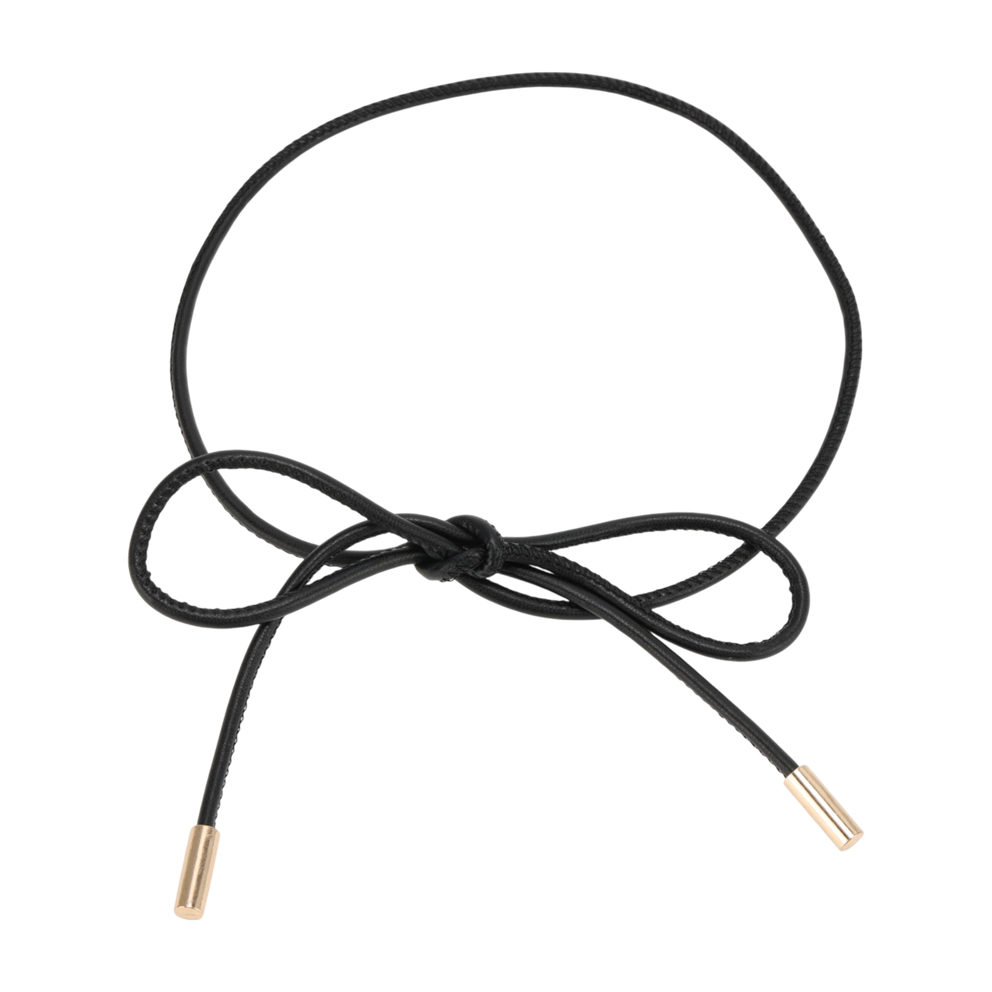 Unique Bargains Buckle Leather Cord Adjustable Waist Cord Black