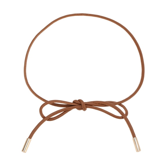 Unique Bargains Buckle Leather Cord Adjustable Waist Cord Light Brown