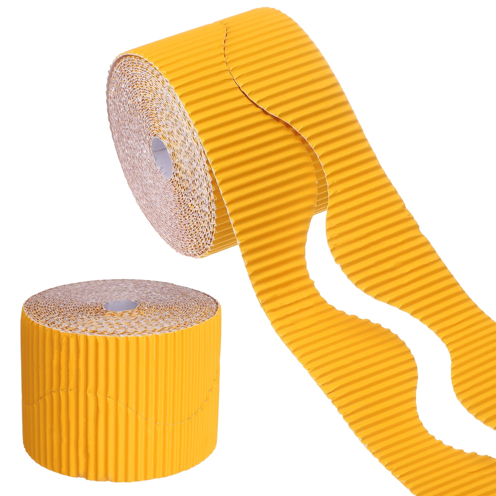 Unique Bargains Bulletin Corrugated Paper Decorative Wavy Border Deep Yellow