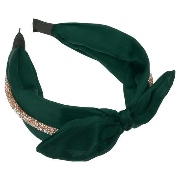 Unique Bargains Bunny Ears Wide Bow Headbands Fashion Hair Hoop Deep Green with Bow Knotted for Girl Women