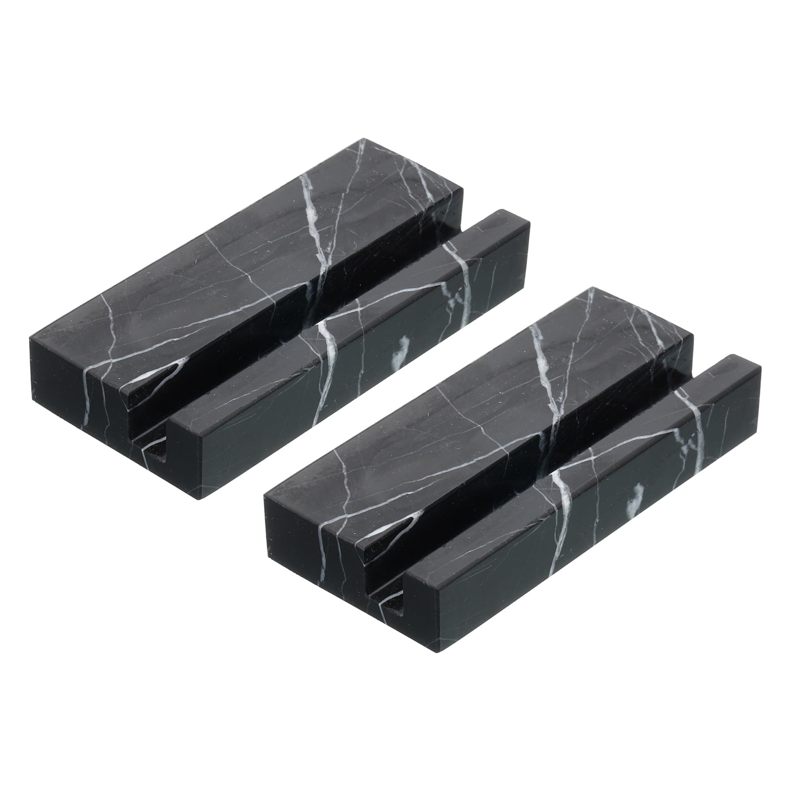 Unique Bargains Business Card Holder Marble Stone Organizer for Cards Display Black