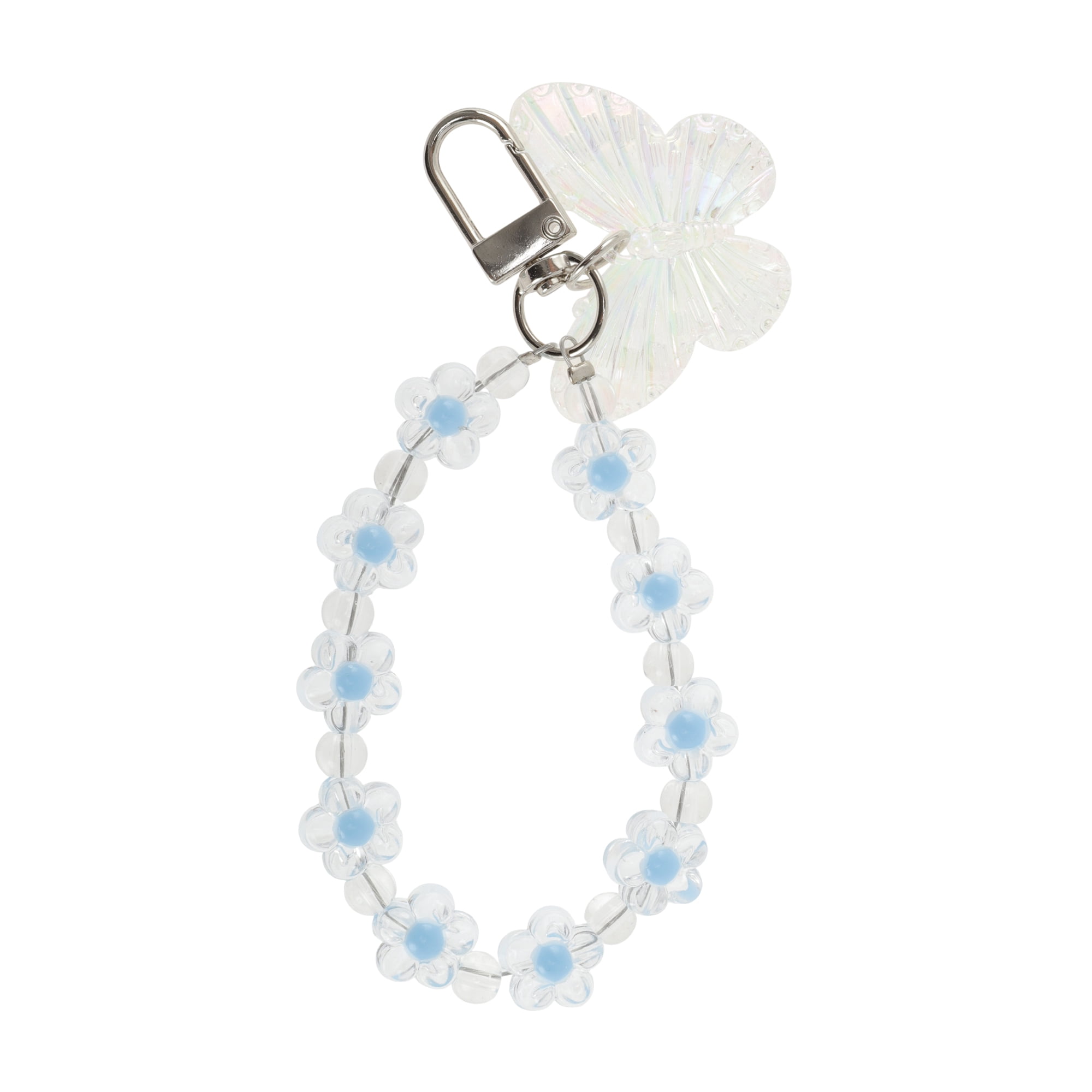Unique Bargains Butterflies Flower Phone Charm Blue 1Pc