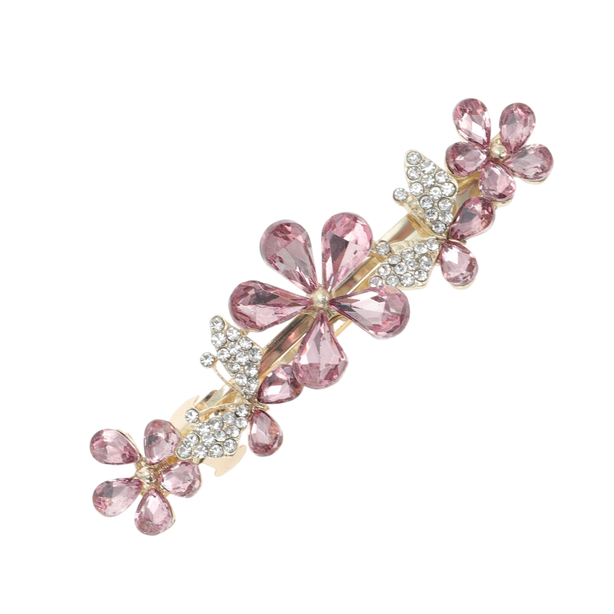Unique Bargains Butterfly Flower French Barrette Hair Clips Purple for Women