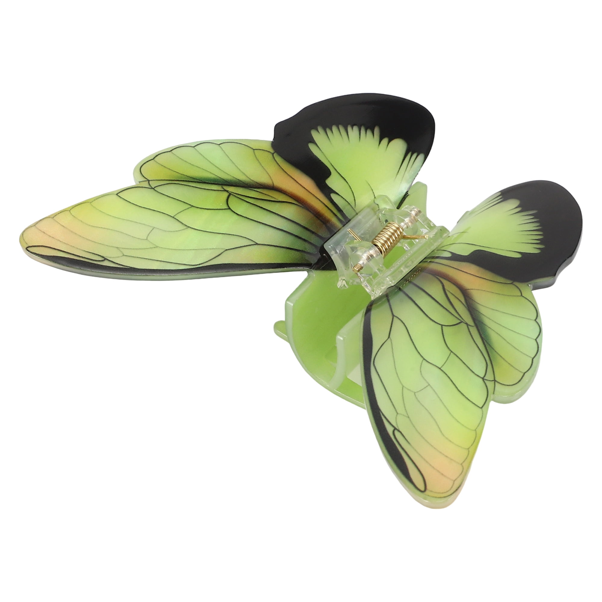 Unique Bargains Butterfly Hair Clips Hairdo Clip for Women 4.13"x3.58"x1.57" Green Black