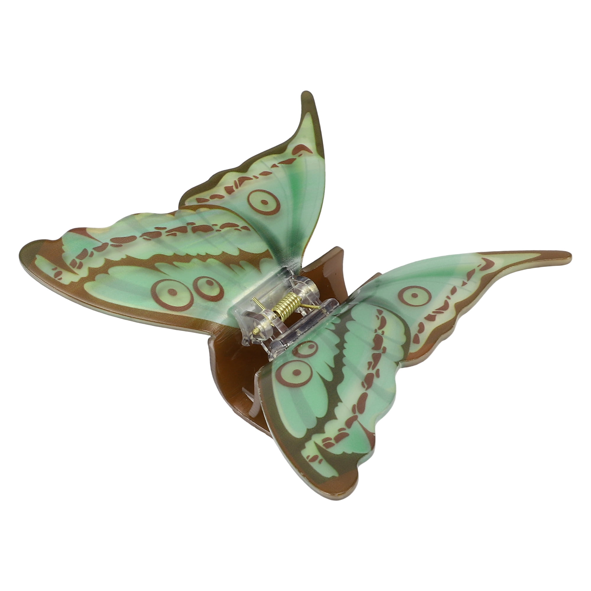 Unique Bargains Butterfly Hair Clips Hairdo Clip for Women 4.13"x3.74"x1.57" Green Brown