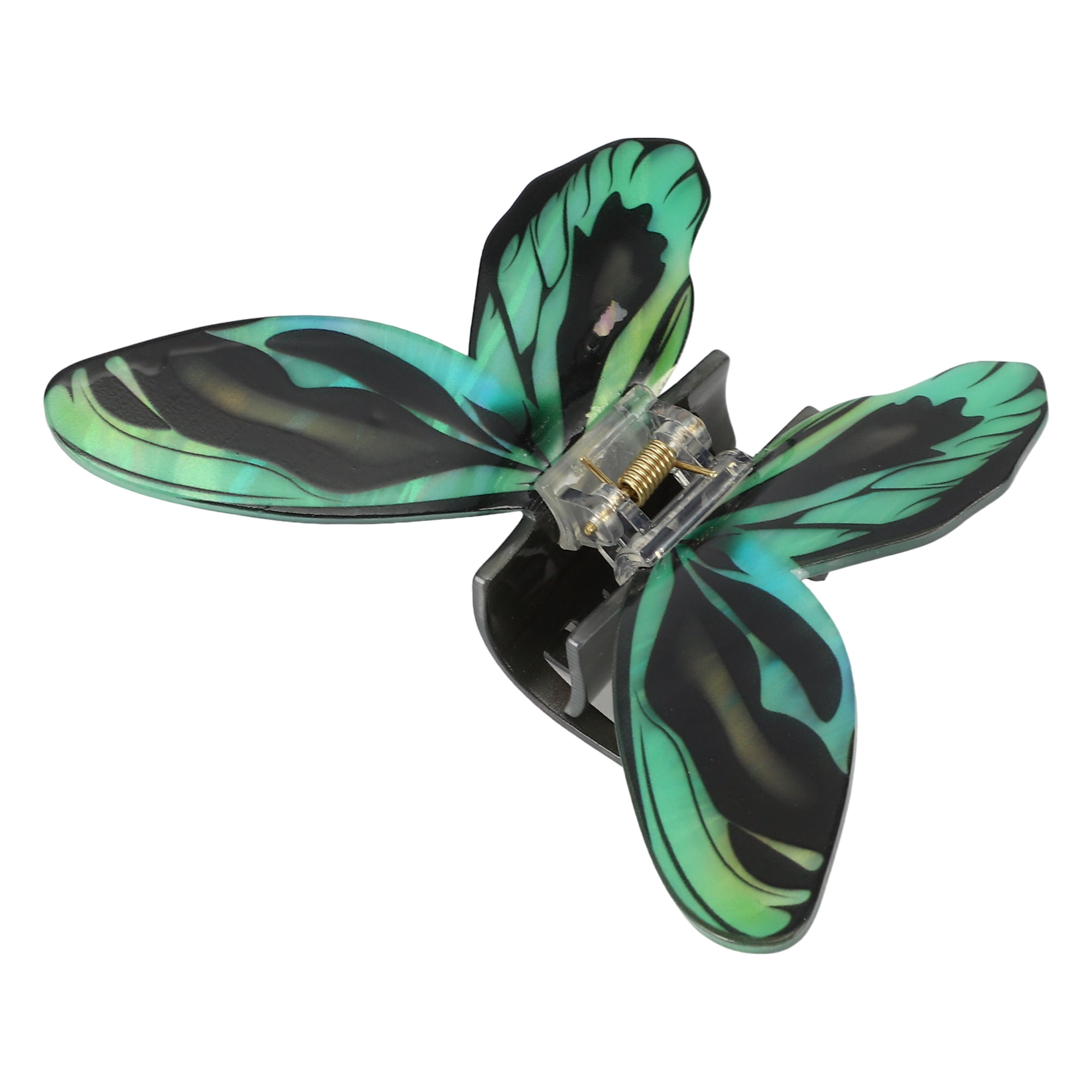 Unique Bargains Butterfly Hair Clips Hairdo Clip for Women 4.49"x3.35"x1.57" Green Black