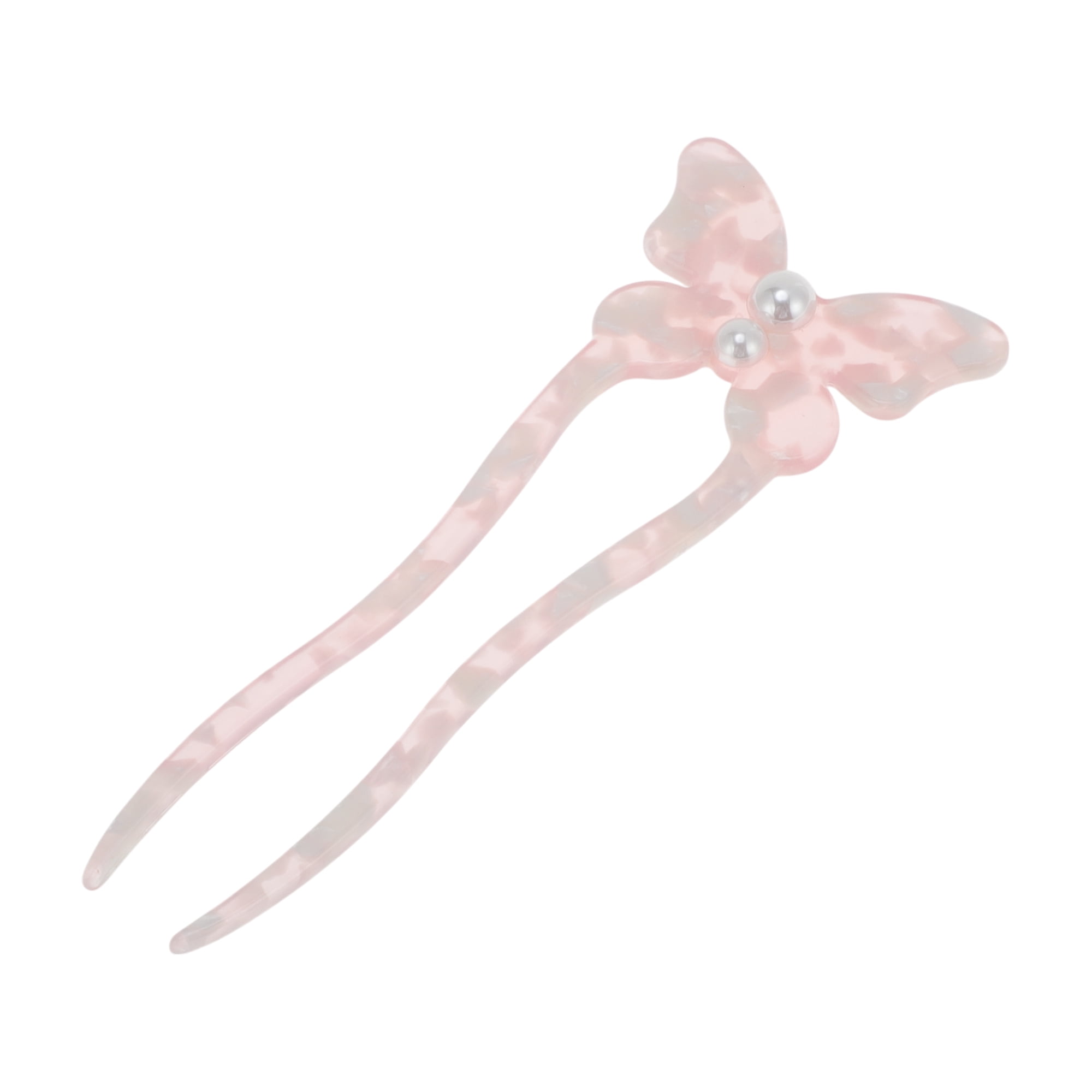 Unique Bargains Simple Comfortable No Slip Butterfly Hair Forks for Women 1 Pc Pink